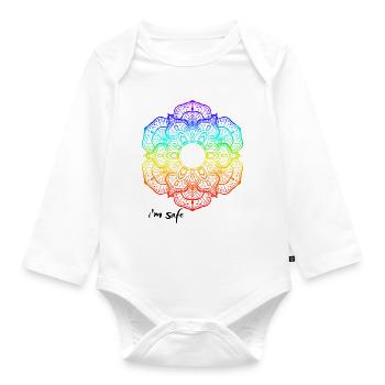Regenbogen Mandala Muster - Baby Bio-Langarm-Body - Weiß - Vorne