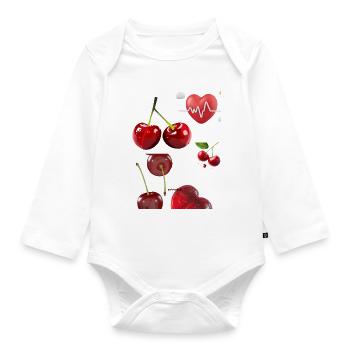 Cherries and the Throbbing Heart - Organic Longsleeve Baby Bodysuit - white - Front