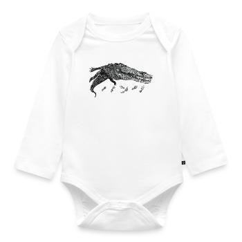 Swimming crocodile - Organic Longsleeve Baby Bodysuit - white - Front
