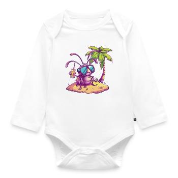 Ant Summer Holiday - Organic Longsleeve Baby Bodysuit - white - Front