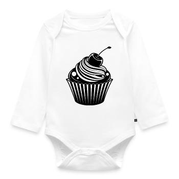 Cupcake - Baby Bio-Langarm-Body - Weiß - Vorne