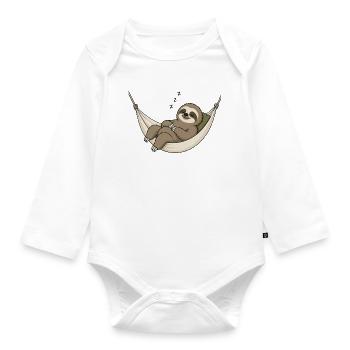Sloth in the hammock - Organic Longsleeve Baby Bodysuit - white - Front