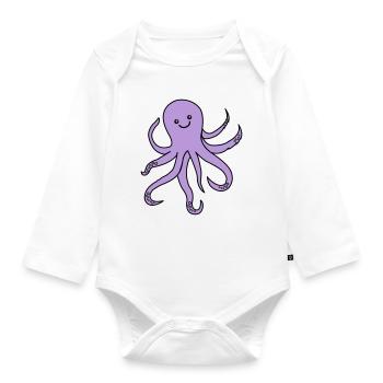 Purple Octopus Charm - Organic Longsleeve Baby Bodysuit - white - Front