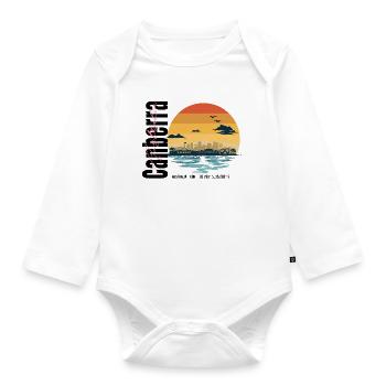 Canberra Australia Skyline Vintage - Organic Longsleeve Baby Bodysuit - white - Front