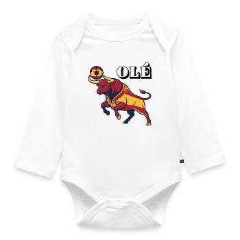 Spanish Bull Football Art - Organic Longsleeve Baby Bodysuit - white - Front