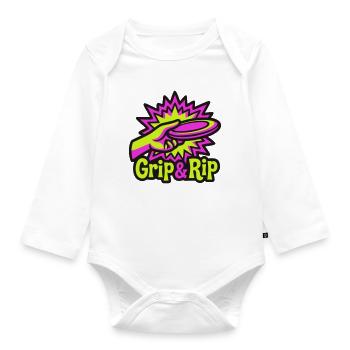 Disc Golf Grip Rip Illustration - Organic Longsleeve Baby Bodysuit - white - Front