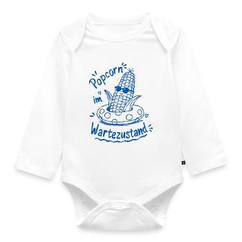 Popcorn Waiting Mode Summer Doodle - Organic Longsleeve Baby Bodysuit - white - Front
