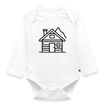 Haus mit Berg Geschenk Wanderer Bergsteiger - Baby Bio-Langarm-Body - Weiß - Vorne