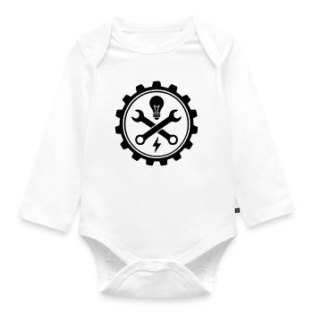 Electrician Tool and Gear - Organic Longsleeve Baby Bodysuit - white - Front