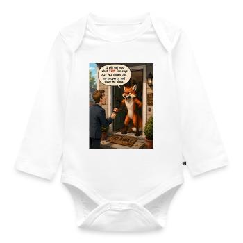 No Fox Given – Funny Angry Fox Cartoon - Organic Longsleeve Baby Bodysuit - white - Front