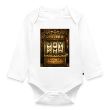 SlothMachine – Every Pull Wins for Sloth Lovers - Organic Longsleeve Baby Bodysuit - white - Front