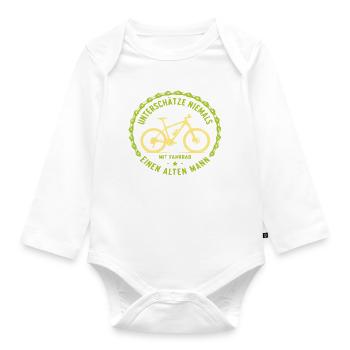 Alten Mann und Fahrrad: Unterschätzen verboten - Baby Bio-Langarm-Body - Weiß - Vorne