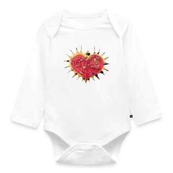 Sonnenherz Glitzerstern Herz - Baby Bio-Langarm-Body - Weiß - Vorne