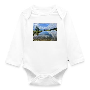 Alpine Lake Mirror Image Panorama - Organic Longsleeve Baby Bodysuit - white - Front