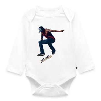 Neon Skate Jump in Urban Burst - Organic Longsleeve Baby Bodysuit - white - Front