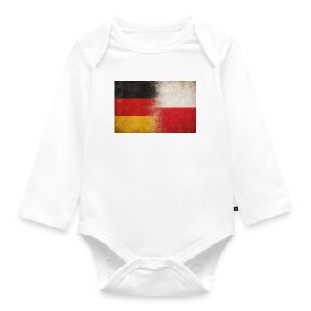 Allemagne, Pologne, Amitié Grunge Drapeau - Body Bébé bio manches longues - blanc - Devant
