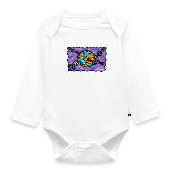 Earth in Orbit of @ Symbols - Organic Longsleeve Baby Bodysuit - white - Front