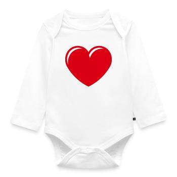 Heart / Heart (Love / Symbol / Red White) - Organic Longsleeve Baby Bodysuit - white - Front