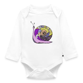 snail - Organic Longsleeve Baby Bodysuit - white - Front