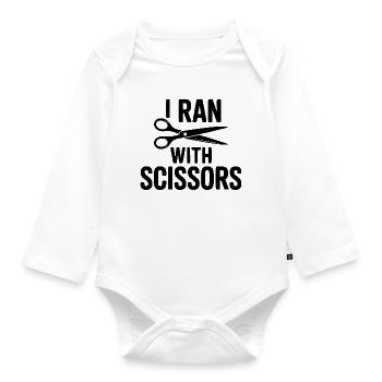 I Ran With Scissors - Organic Longsleeve Baby Bodysuit - white - Front