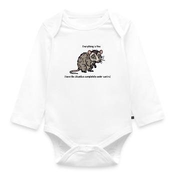 Sarcastic Opossum - Everything is fine - Organic Longsleeve Baby Bodysuit - white - Front