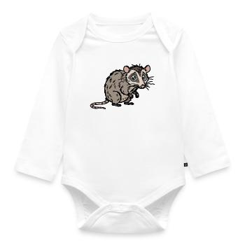 Cute, hand-drawn opossum design - Organic Longsleeve Baby Bodysuit - white - Front