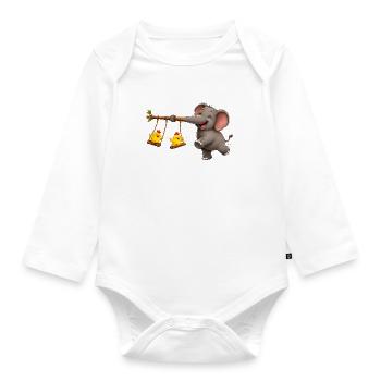 Elefant & Küken Swing-Abenteuer - Baby Bio-Langarm-Body - Weiß - Vorne