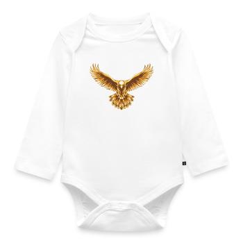 Golden Eagle Wing Emblem - Organic Longsleeve Baby Bodysuit - white - Front