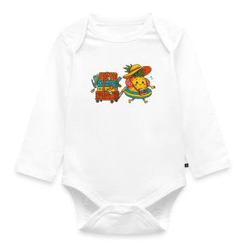 Pineapple with a lot of luggage - Organic Longsleeve Baby Bodysuit - white - Front