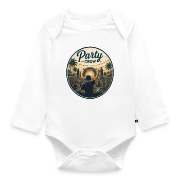 DJ on the beach: sunset party - Organic Longsleeve Baby Bodysuit - white - Front