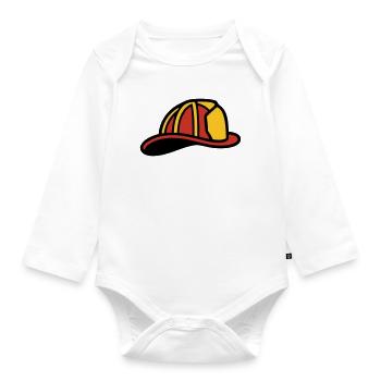 Firefighter Helmet Rescuer Icon - Organic Longsleeve Baby Bodysuit - white - Front