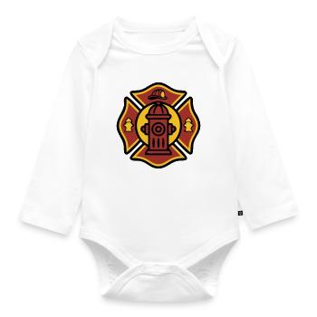 Fire Truck Coat of Arms Fire Hydrant Icon - Organic Longsleeve Baby Bodysuit - white - Front
