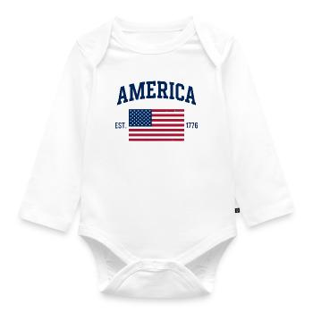 American Flag USA United States of America US 4th  - Body Bébé bio manches longues - blanc - Devant