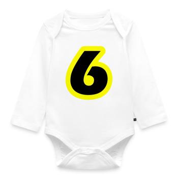 6 Number symbol - Organic Longsleeve Baby Bodysuit - white - Front