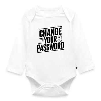 Change Your Password - Organic Longsleeve Baby Bodysuit - white - Front