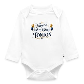 Joyeux anniversaire Tonton - Body Bébé bio manches longues - blanc - Devant