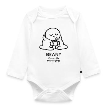 Beany – Currently Recharging | Cozy Coffee Mood - Organic Longsleeve Baby Bodysuit - white - Front
