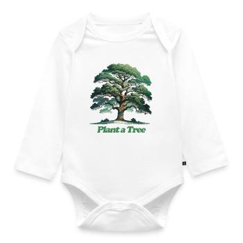 Plant a Tree Watercolor Grove - Organic Longsleeve Baby Bodysuit - white - Front