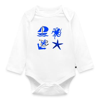 maritime - Organic Longsleeve Baby Bodysuit - white - Front