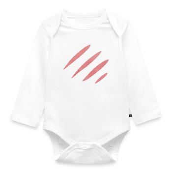 Three red scratch marks - Organic Longsleeve Baby Bodysuit - white - Front
