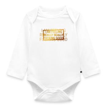 Gold Confident Mood Typography - Organic Longsleeve Baby Bodysuit - white - Front