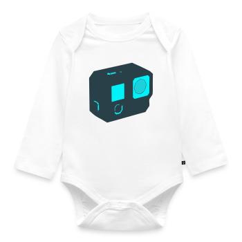 Action Camera Drone Icon - Organic Longsleeve Baby Bodysuit - white - Front