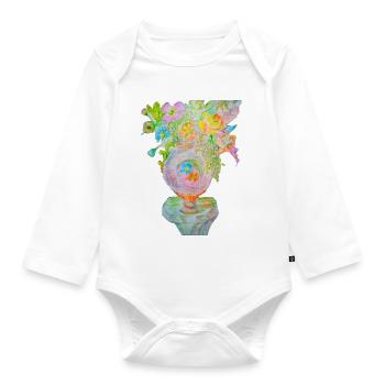 Flower vase - Organic Longsleeve Baby Bodysuit - white - Front