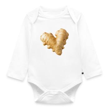 Ginger Heart Watercolor Illustration - Organic Longsleeve Baby Bodysuit - white - Front