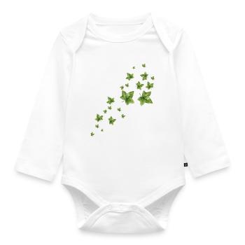 Illustration aquarelle de feuilles de lierre flottantes - Body Bébé bio manches longues - blanc - Devant