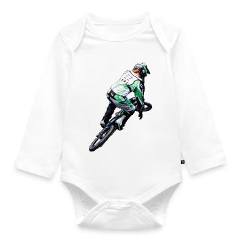 Neon NBMX Rider Action Print - Baby Bio-Langarm-Body - Weiß - Vorne