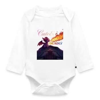 Cute&Deadly Dragon - Organic Longsleeve Baby Bodysuit - white - Front