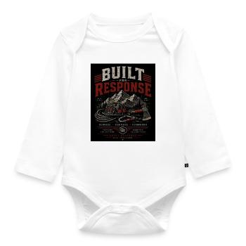 Built For Response - Fire Brigade Mountain Deployment Design - Organic Longsleeve Baby Bodysuit - white - Front