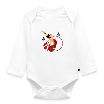 Dancing ballerina with a red circle - Organic Longsleeve Baby Bodysuit - white - Front