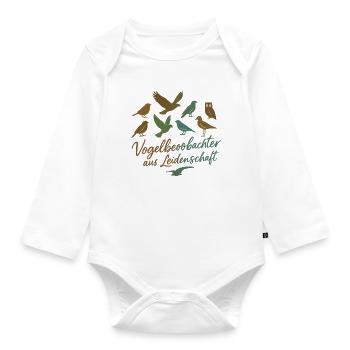 Vogelbeobachter aus Leidenschaft - Baby Bio-Langarm-Body - Weiß - Vorne